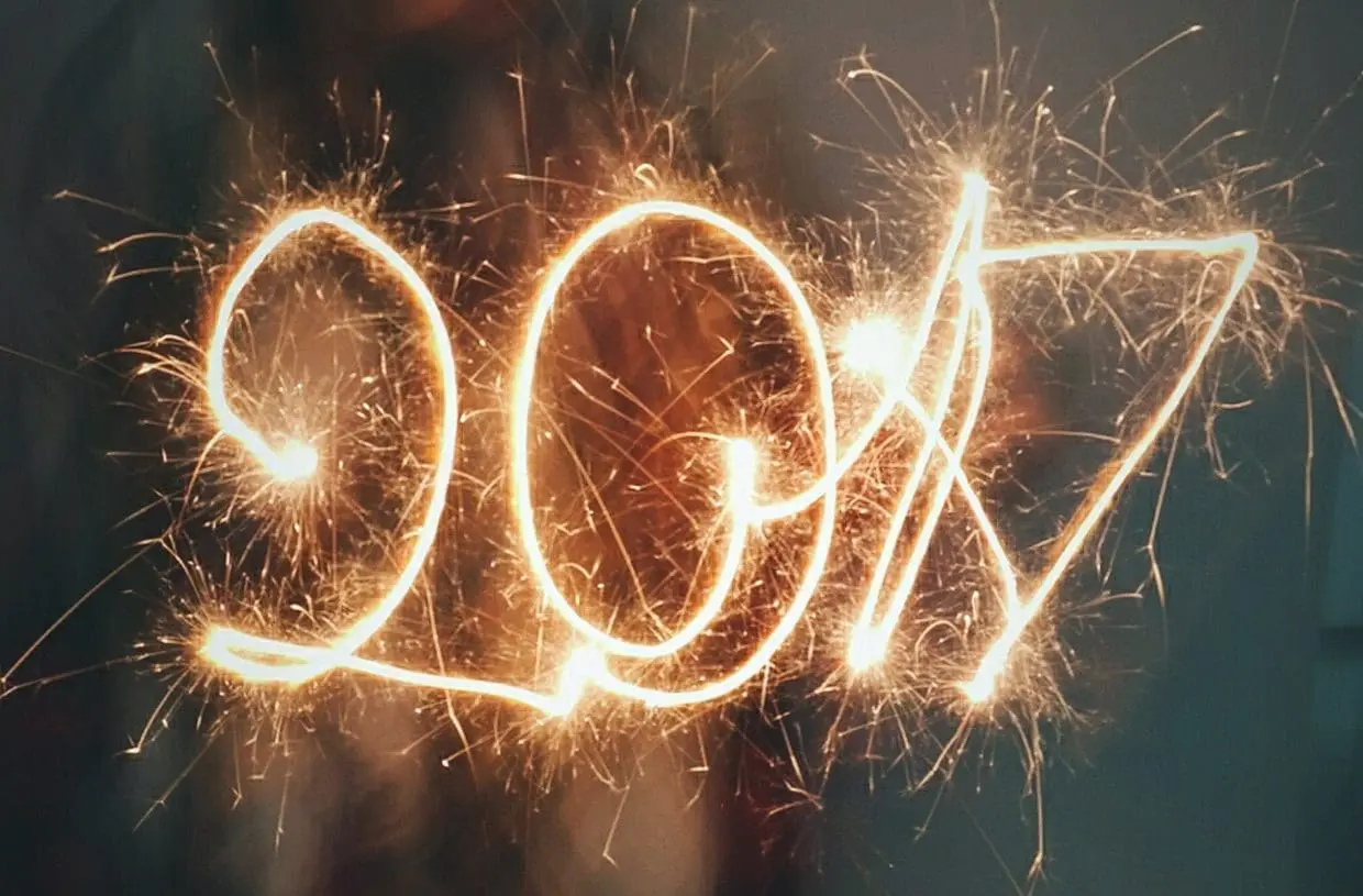 2017 written in sparklers