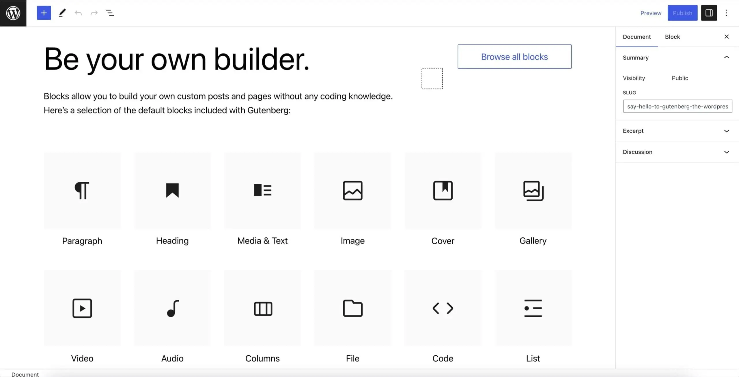gutenberg page