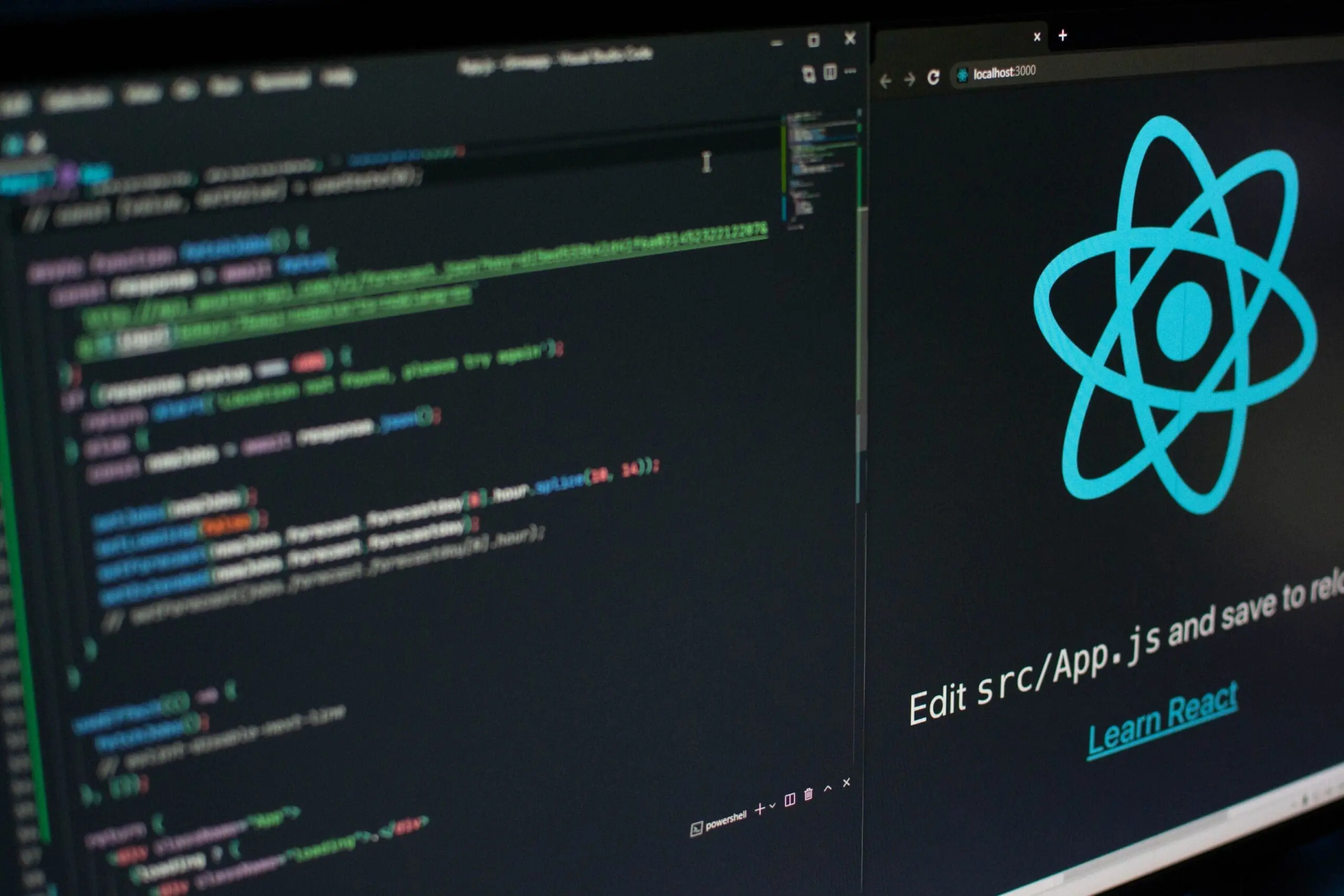 react js code and logo