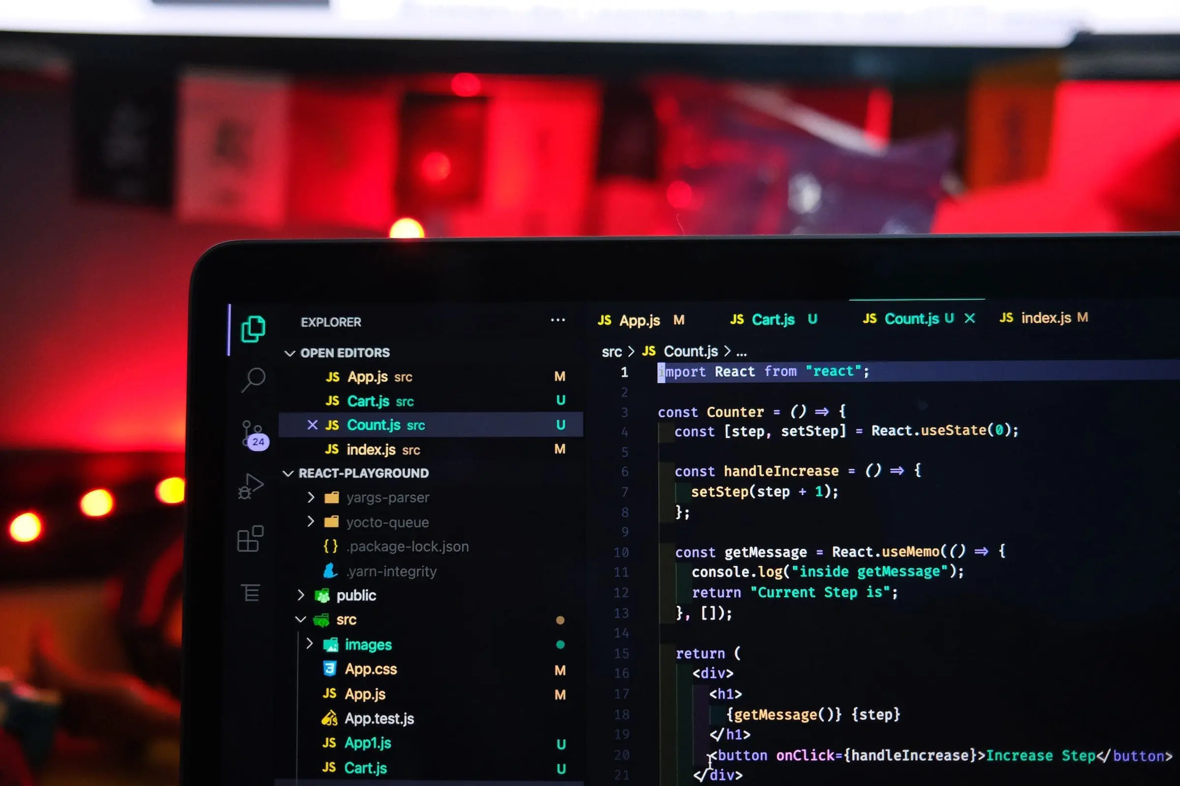 a computer screen with js code