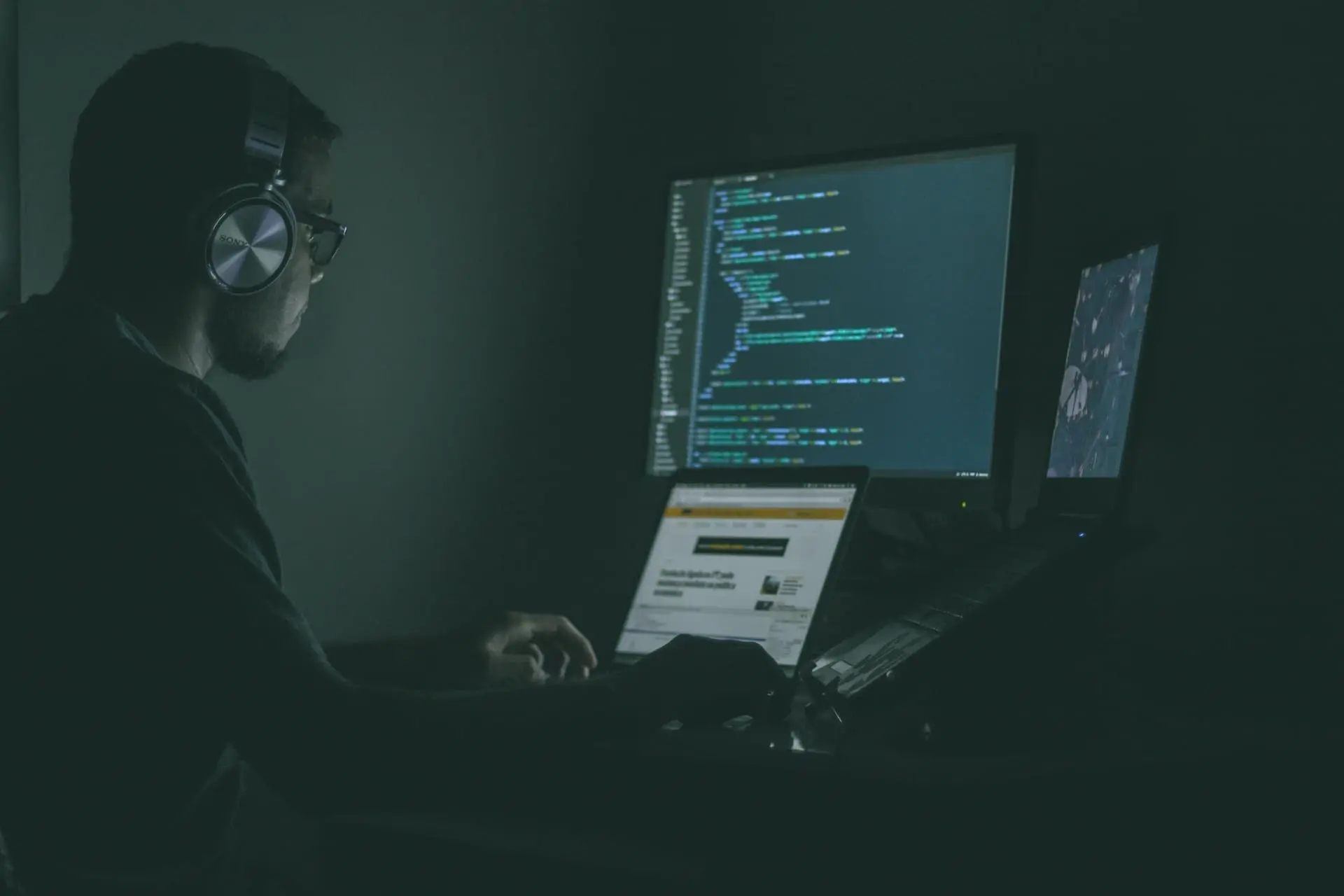 a web developer doing coding