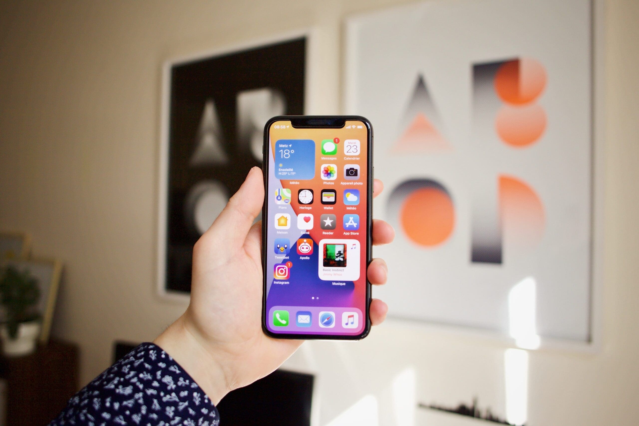 a person holding a phone face forward