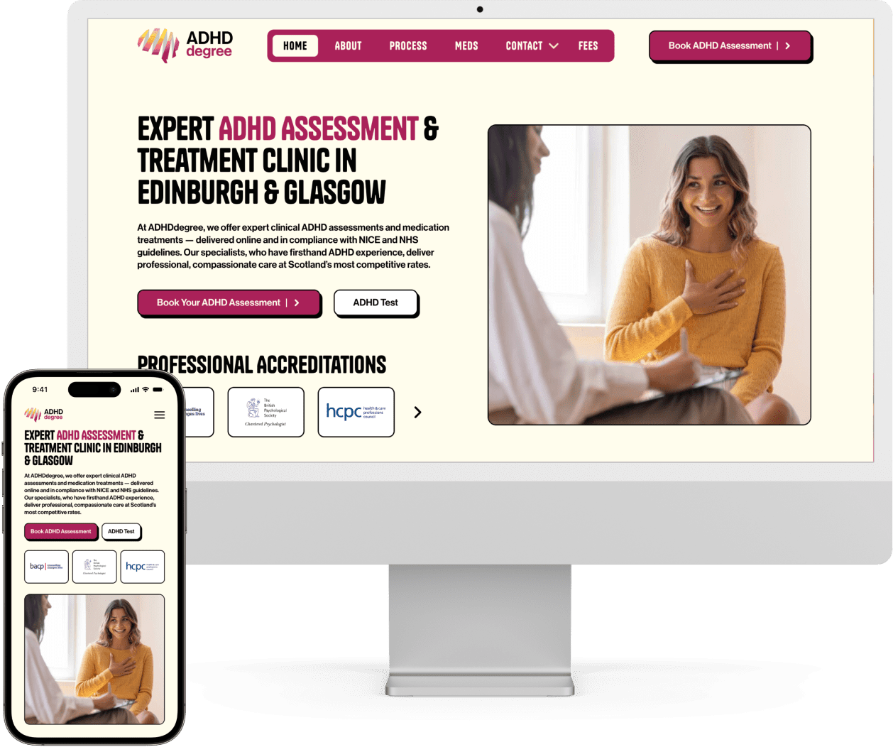 Hey Reliable ADHD Degree Website Mockup